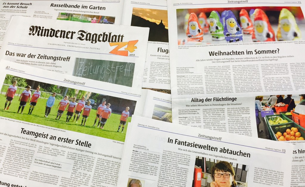 Eine eigene "Zeitungstreff"-Zeitung ist im Rahmen des Schulprojekts 2014 entstanden. Heute lag sie dem Mindener Tageblatt bei. Foto: MT 
