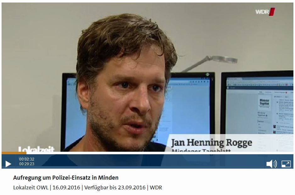 Onlineredakteur Jan Henning Rogge im WDR-Interview. Screenshot: MT